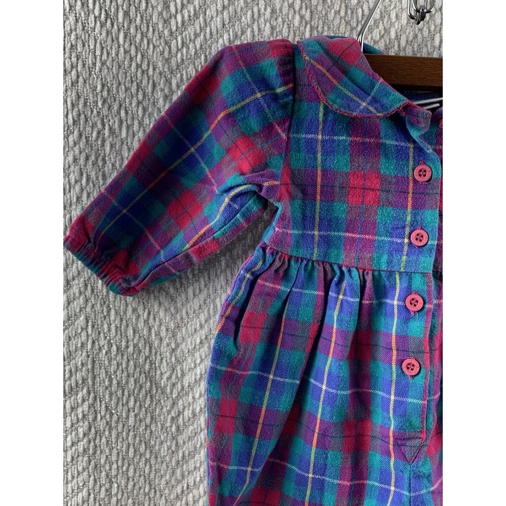 Vintage OshKosh Baby B'gosh Bubble Romper‎ 3-6 Mos Multi Color Block Plaid USA - Picture 2 of 16
